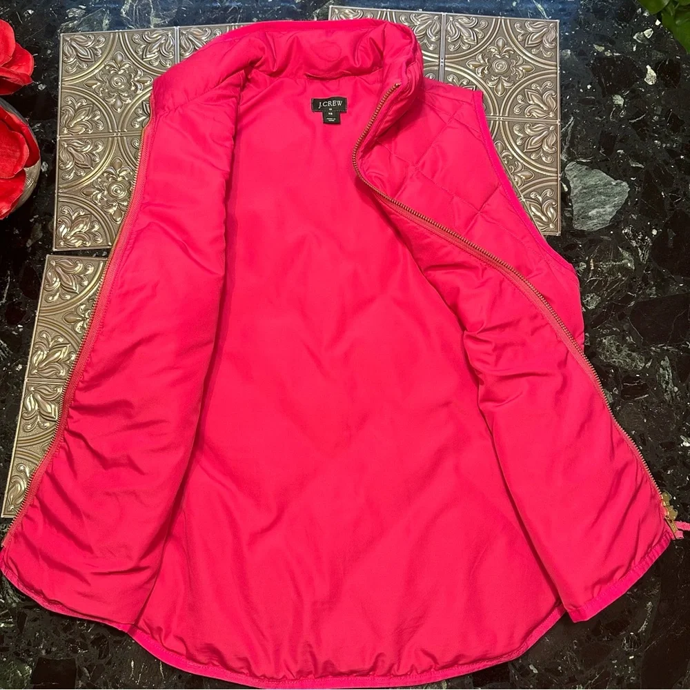 🌹VINTAGE J CREW • Vibrant Pink Quilted CASUAL CUTE Vest